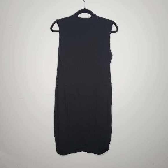 EILEEN FISHER Solid Black V-Neck Sleeveless Dress Sz S - Picture 6 of 6